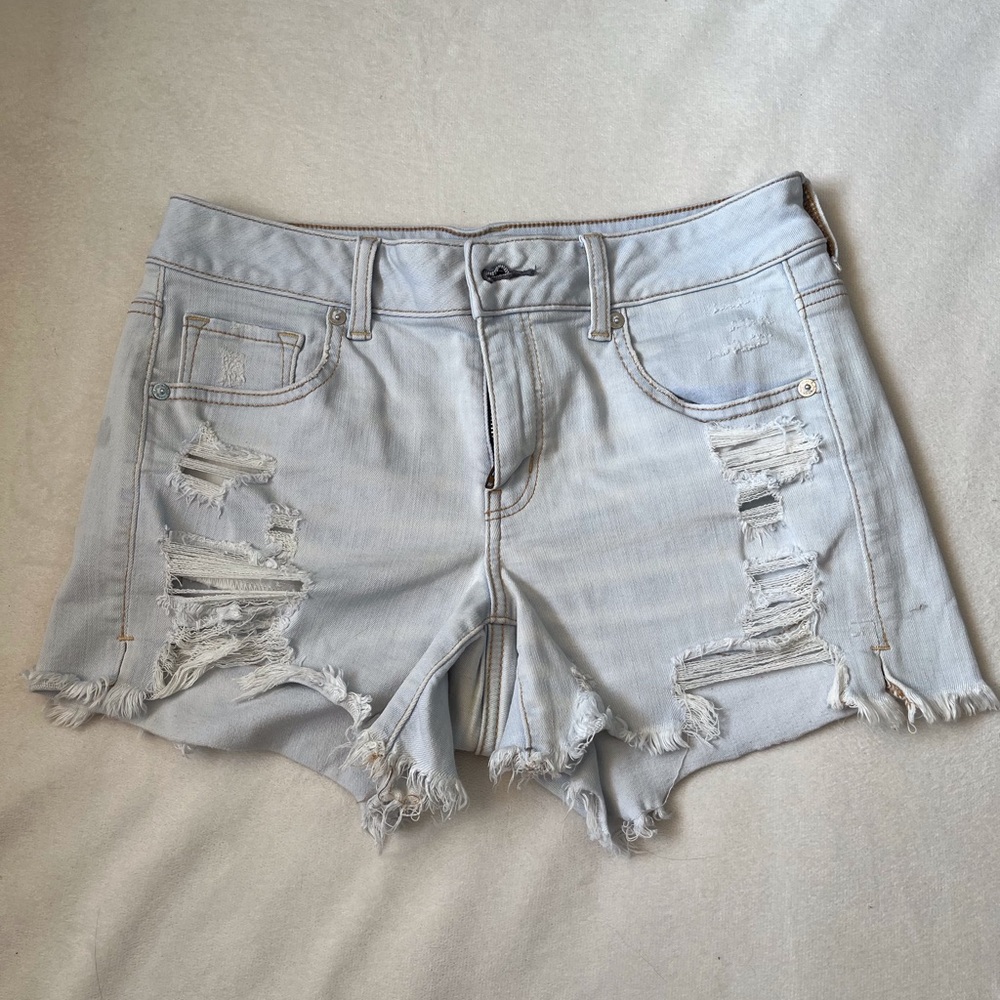 AE Super Super Stretch Mid Rise Jean Shorts